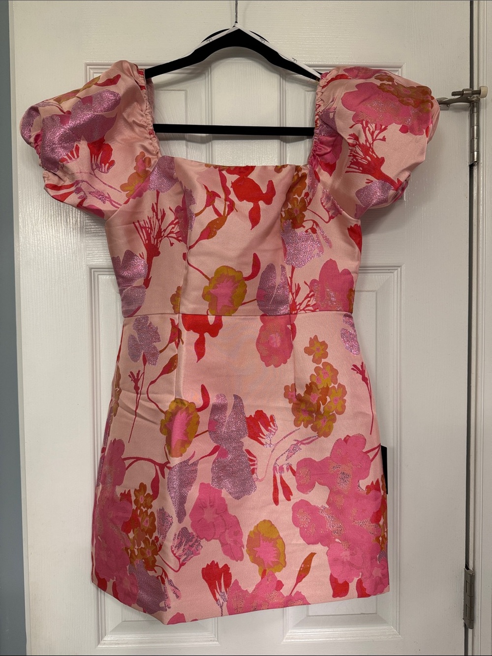 Lulu's Pink Floral Puff-Sleeve Mini Dress